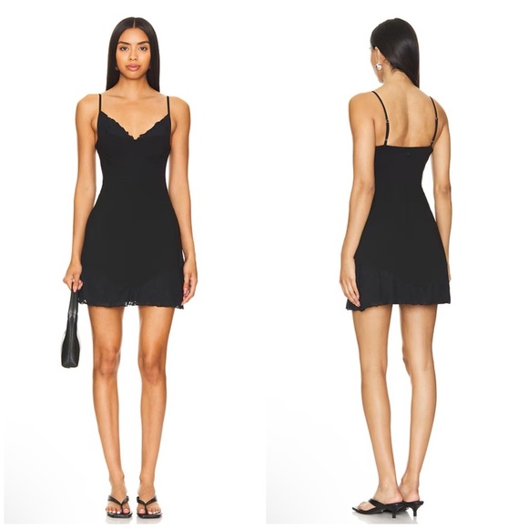 WeWoreWhat Lace Peplum Corset Mini Dress in Black Size 8 - Picture 1 of 14